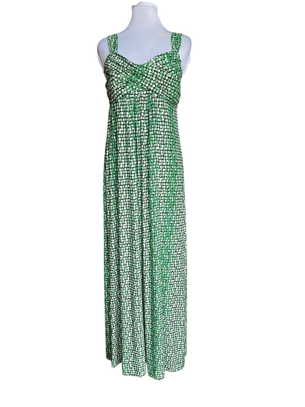 Soma Green Print Maxi Dress Size Medium Sleeveless Empire Waist New